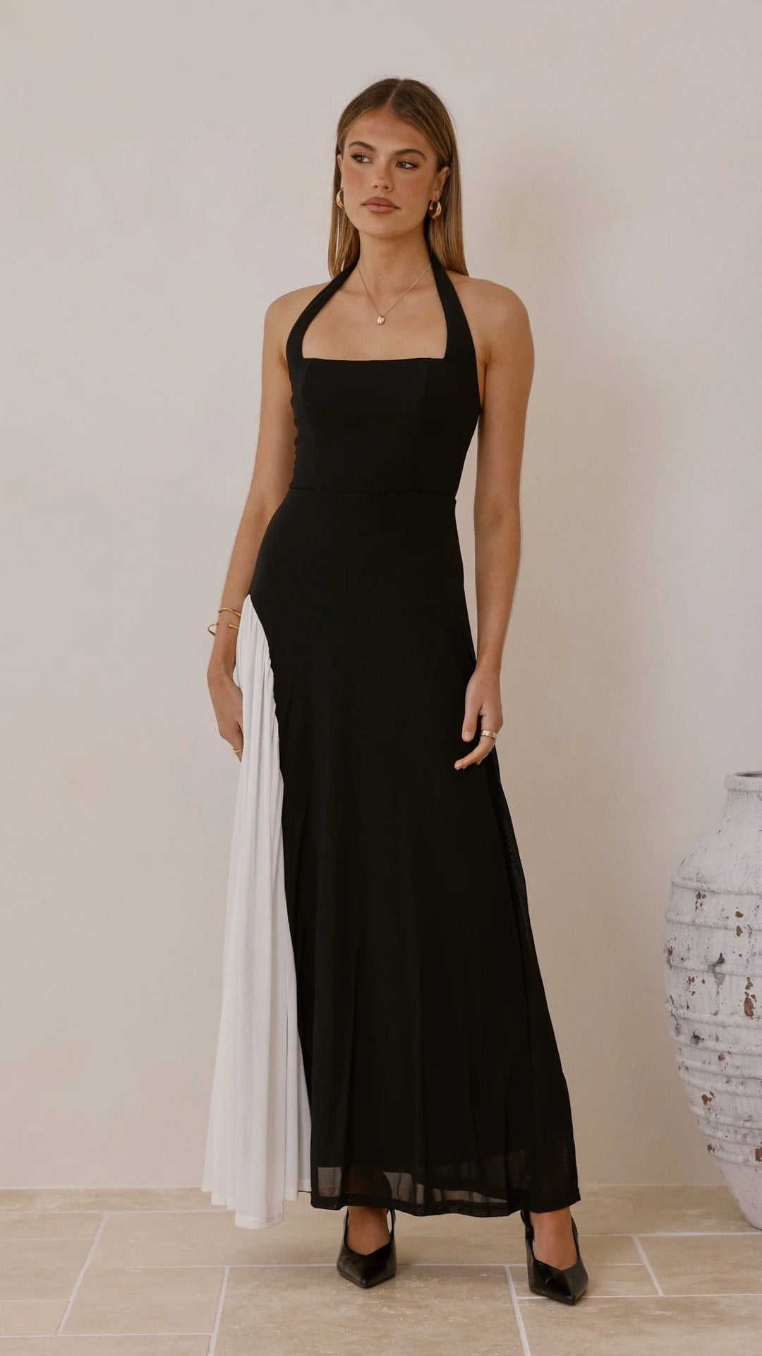 Summer Slim Strap Dress Stitching Halter Dress