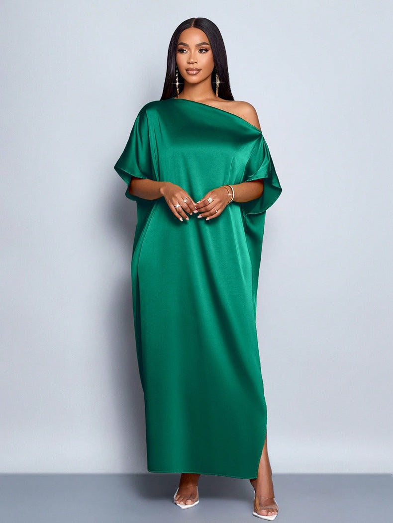 Women Clothing Early Autumn Satin Dress Yellow Satin Maxi Dress Bella Mia