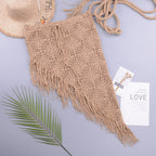 Spring Summer Women Clothing Sexy See-through Hollow Out Cutout Knitted Dress Open Oblique Tassel Beach Skirt Bella Mia
