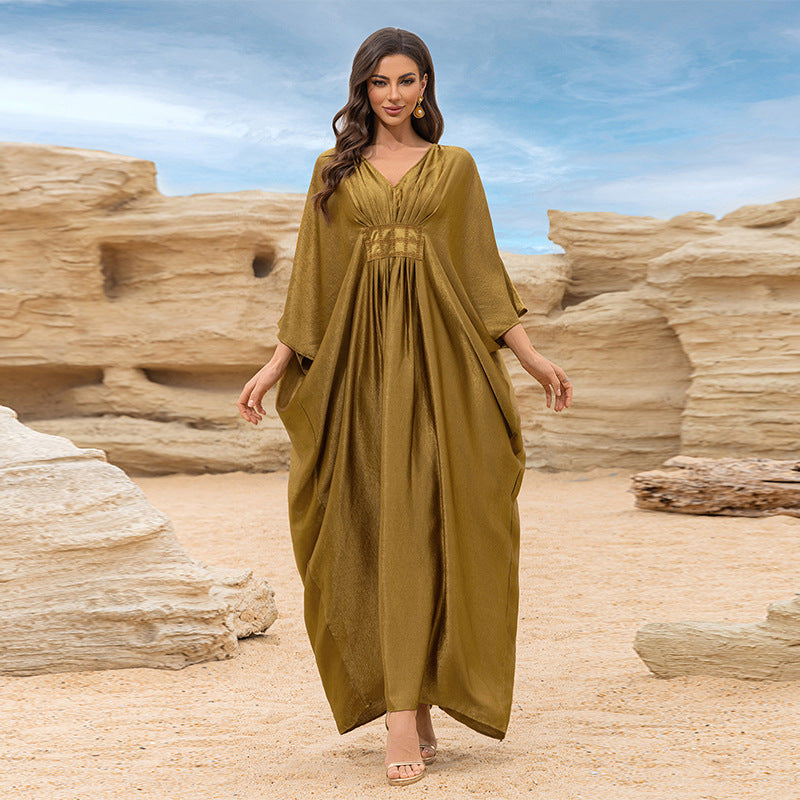 Golden Beach Coat Dress Loose Gorgeous Dress Swimsuit Outwear Blouse Sun Protection Shirt