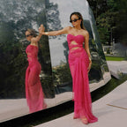 Spring Women Clothing Sexy Tube Top off Neck See through Tied Slim Fit Dress for Women Bella Mia
