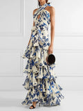 Summer Bohemian Holiday Lace up Lolita Large Swing Dress Printed Dress Bella Mia