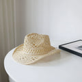 New Arrival Hand-Woven Straw Hat Cut Out Summer Sun Protection for Men and Women Sun Hat Western Cowboy Hat Outdoor All-Matching Hat