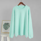 Crew Neck Pullover Sweater Autumn Winter Simple Solid Color Sweater Loose Casual Sweater Bella Mia