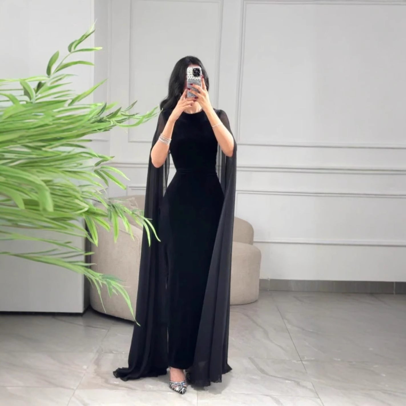 Autumn Winter Women Clothing Middle East Velvet Sheath Sleeve Dress Bella Mia