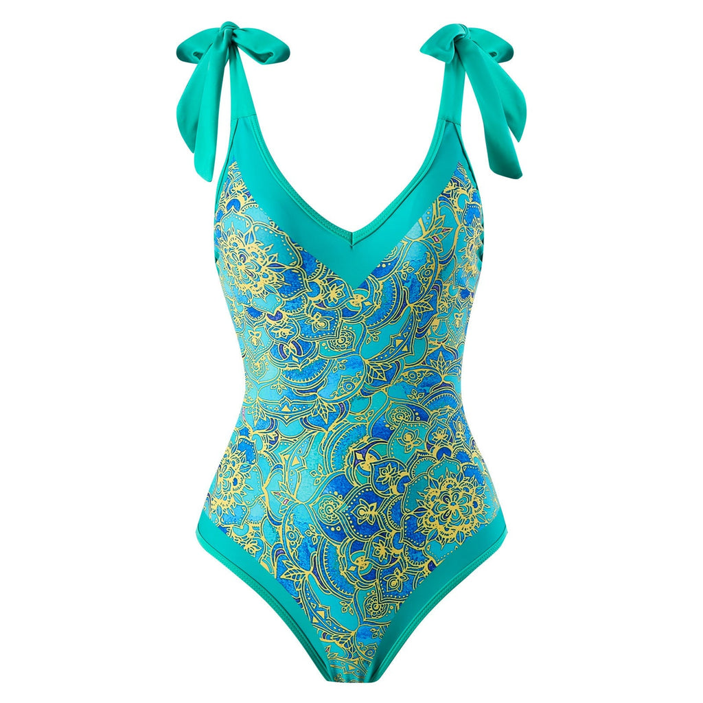 Women Sexy One Piece Swimsuit Women Skinny Slimming Retro Tied Swimsuit Suit Chiffon Dress Bella Mia