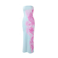 Women Clothing Summer Sexy Bandeau Slim Fit Printing Color Contrast Backless Sheath Dress Bella Mia