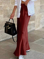 Popular Satin Satin Skirt Spring Autumn Elegant Lace up Long Skirt Bella Mia
