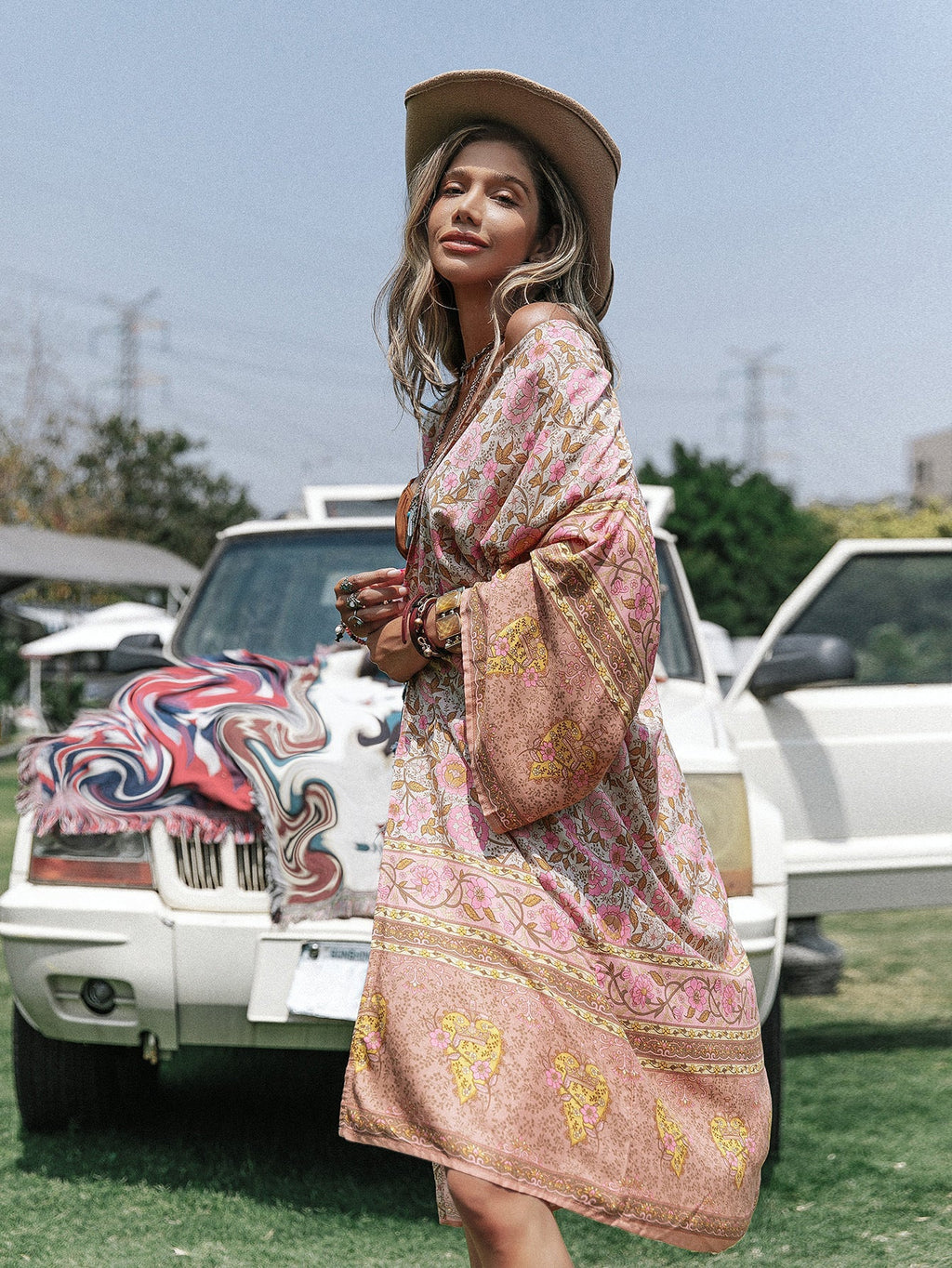 Batch Loose Positioning Printed Shawl Kimono MidLength Women Bella Mia