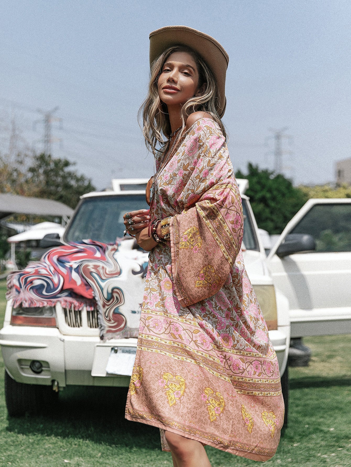 Batch Loose Positioning Printed Shawl Kimono MidLength Women Bella Mia