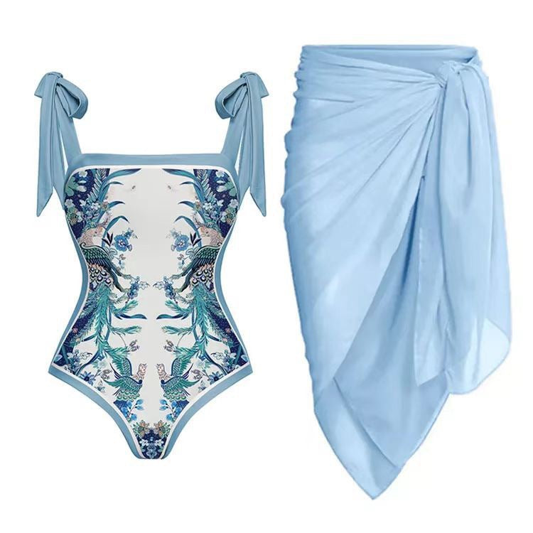 Two Piece Set Printed Swimsuit Slim Fit Slimming Conservative Swimsuit Bella Mia