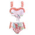 Three Piece Set Swimsuit Customized Printed Steel Bracket Push up Petals Gauze Skirt Swimsuit Women Bella Mia