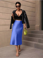 Hip Wrapped Fishtail Skirt Satin Mid Length Skirt Autumn Women Clothing Direct Bella Mia