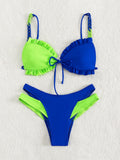Swimwear Women Split Color Matching Sexy Suspenders Bikini Swimsuit Bikini Bella Mia