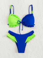 Swimwear Women Split Color Matching Sexy Suspenders Bikini Swimsuit Bikini Bella Mia