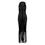 Summer Sexy Hollow Out Cutout out See through Maxi Dress Polo Collar Dress Women Clothing Bella Mia