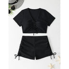 Swimsuit Women Sexy Boxer Short Sleeve Conservative Split Bikini Swimsuit Bikini Bella Mia