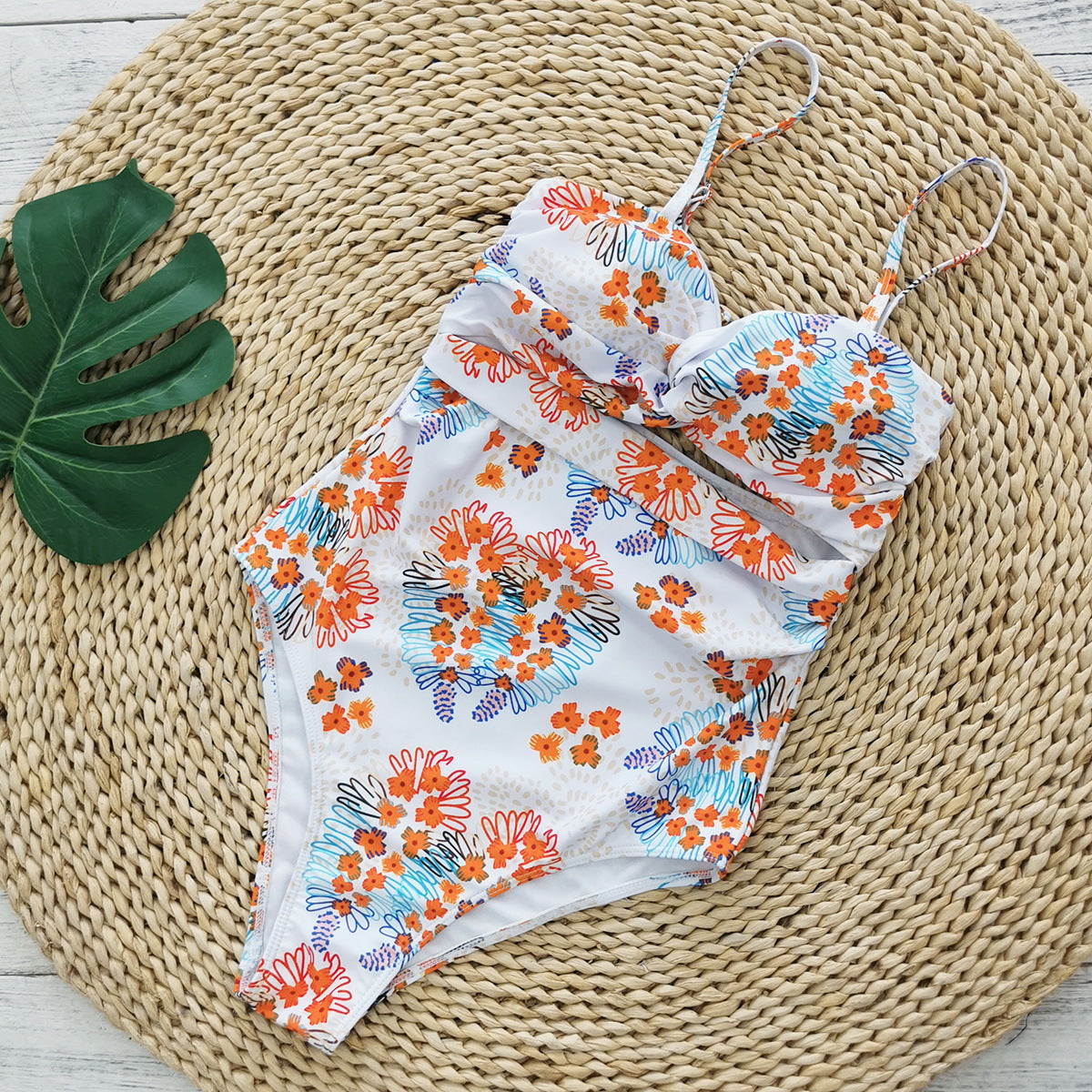 Spaghetti Straps Sleeveless Strap One Piece Swimsuit Women Overall Two Piece Set Sexy Printing Bella Mia