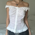Women Clothing Summer Sexy Cold Shoulder Sleeveless Cardigan Shirt Bella Mia