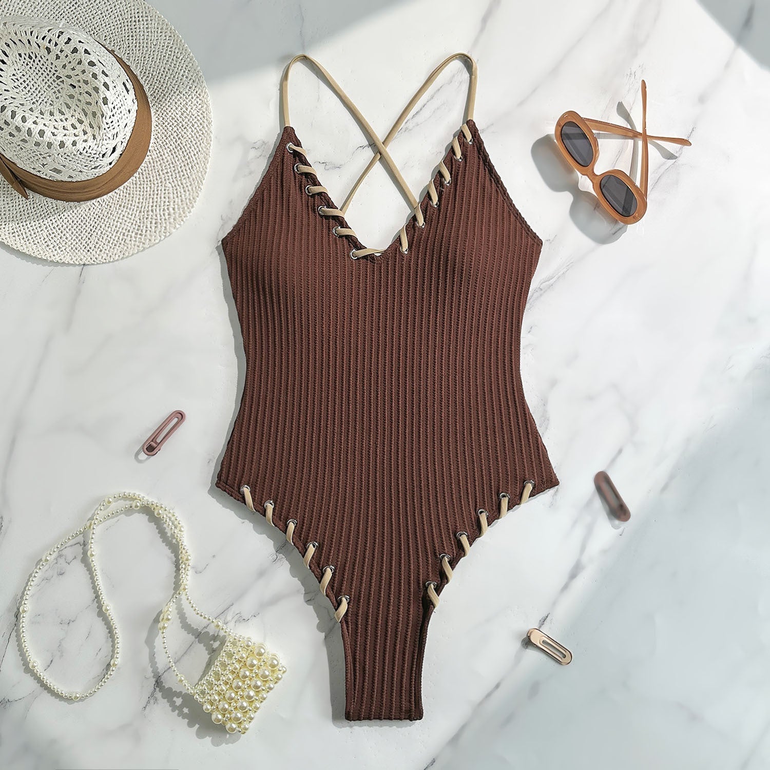 Black Eye Rope Color Matching Sexy Siamese Sling Swimwear Bella Mia