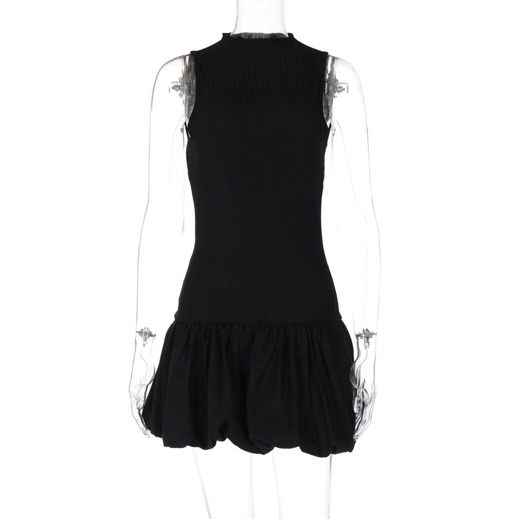 Women Clothing Summer Sexy Back Hollow Out Cutout Out Slim Fitting Patchwork Pleated Dress Women Bella Mia