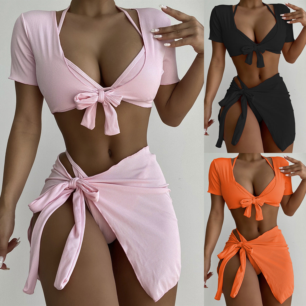 Bikini Bikini Four-Piece Suit Swimsuit Swimsuit Women Solid Color Swimsuit Match Sets Bikini Bella Mia