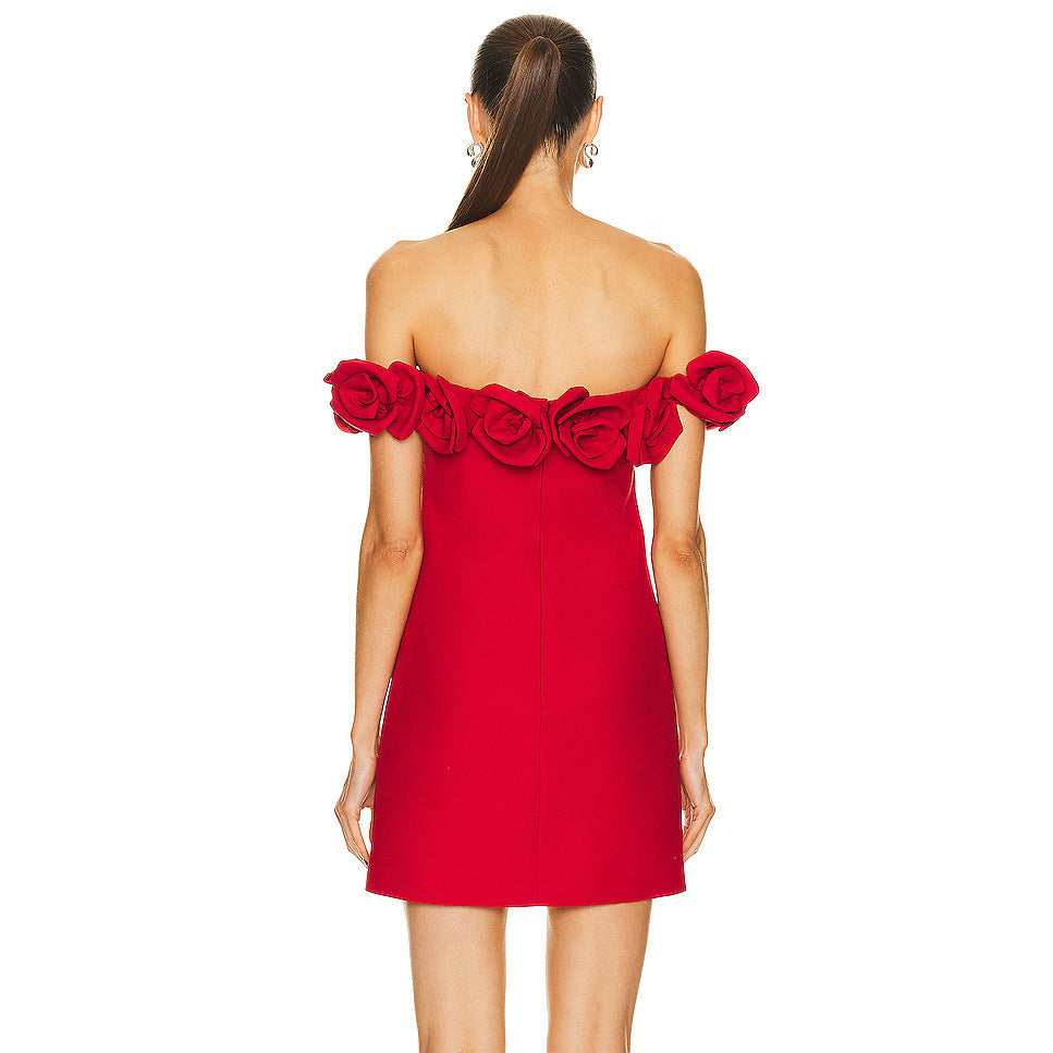 Women Clothing Advanced Sense Red Floral Bandage One Piece Dress Bella Mia