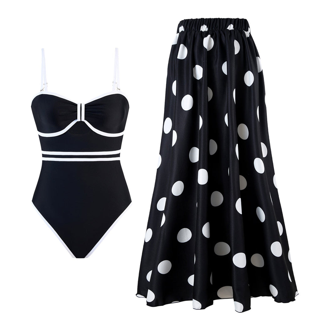One Piece Swimsuit Covering Belly Thin Swimsuit round Skirt Set Best Bella Mia