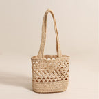 Raffia Shoulder Straw Bag Simple Solid Color Hollow Out Cutout Straw Bag Woven Bag Vacation Beach Bag Women Bag Bella Mia