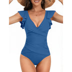 Solid Color Swimsuit Women Sexy Bikini Siamese Triangle Flounced Swimsuit Bella Mia