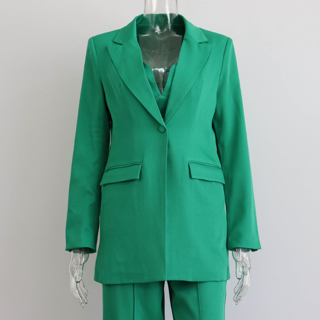 Blazer Suit Set Vest Straight Trousers Three Piece Set Autumn Winter Women Office Set Bella Mia