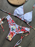 Swimsuit Women Printed Triangle Bikini Lace Up Three Point Bikini Swimsuit Bella Mia