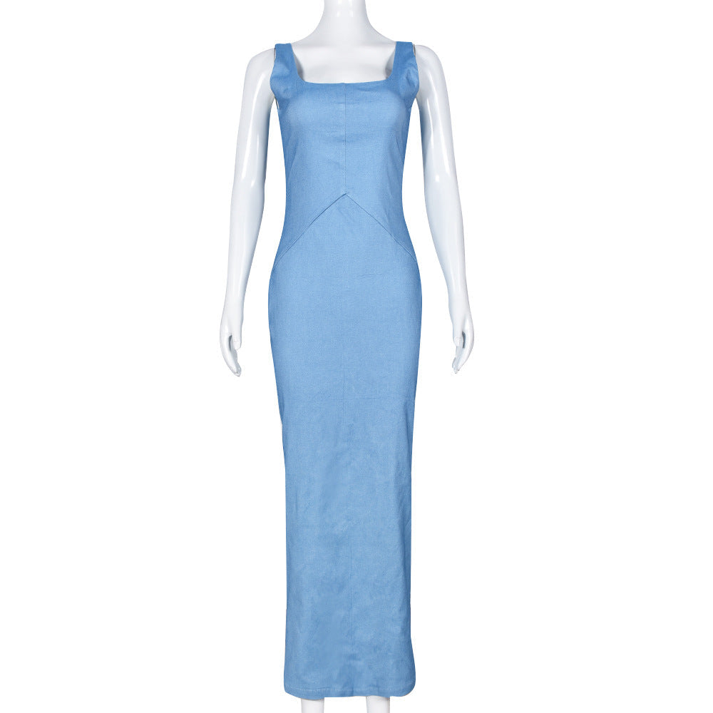 Denim Women Wear Spring Summer Sexy Backless Zipper High Elastic Split Dress for Women Bella Mia