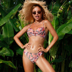 Summer Seaside Vacation Sexy Swimsuit Tube Top Palm Leaf Split Swimsuit Three Piece Suit Bella Mia