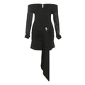 Fall Women Clothing Sexy Sexy Sheath Semi See through off Shoulder Backless Metal Decorative Dress Women Bella Mia