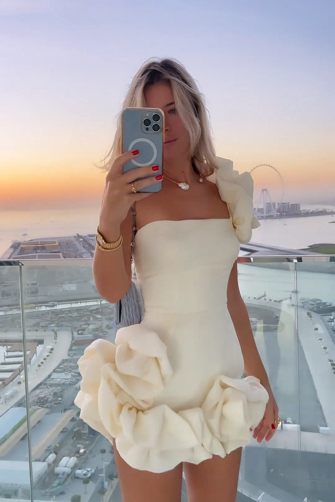 Summer Women Clothing Dress Ruffled Bud Waist Dress One Shoulder Tube Top Hip Dress Bella Mia