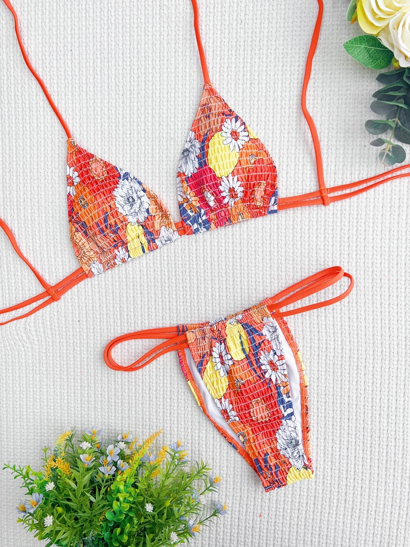 Bikini Double Bikini Sexy Swimsuit Color Swimsuit Women's Tied Swimsuit Printed Bikini Bella Mia