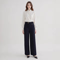 Women Trousers Elegant Office All Matching Irregular Waistline Design Micro Elastic Straight Work Pant