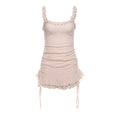 Summer Women Clothing Sweet Spicy Sexy Square Neck Lace Up Slim Fit Solid Color Dress Women Bella Mia