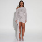 Spring Summer Women Wear Off Neck Design Sexy Pleated Dress Dopamine Sexy Bella Mia