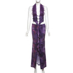 Spring Women Clothing Sexy V neck Halter Lace Stitching Faux Two Pieces Dress Bella Mia