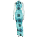 Women Clothing Swing Collar Slim Fit Hip Dress Low Cut Street Backless Lace up Dress