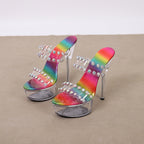 Women High Heel Platform Shoes Bar Model Runway Women Transparent Crystal High-Heeled Sandals Party Sandals Bella Mia