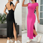 Women Clothing Spring Summer Slim Fit Sexy Backless Sheath Split Sleeveless Dress Bella Mia