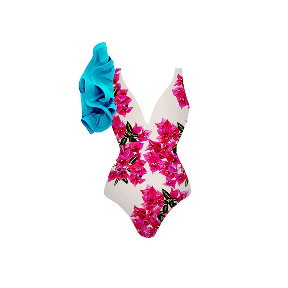 Printing One Piece Women Swimwear Suit European, French Retro Cover Belly Slimming Swimsuit Bella Mia