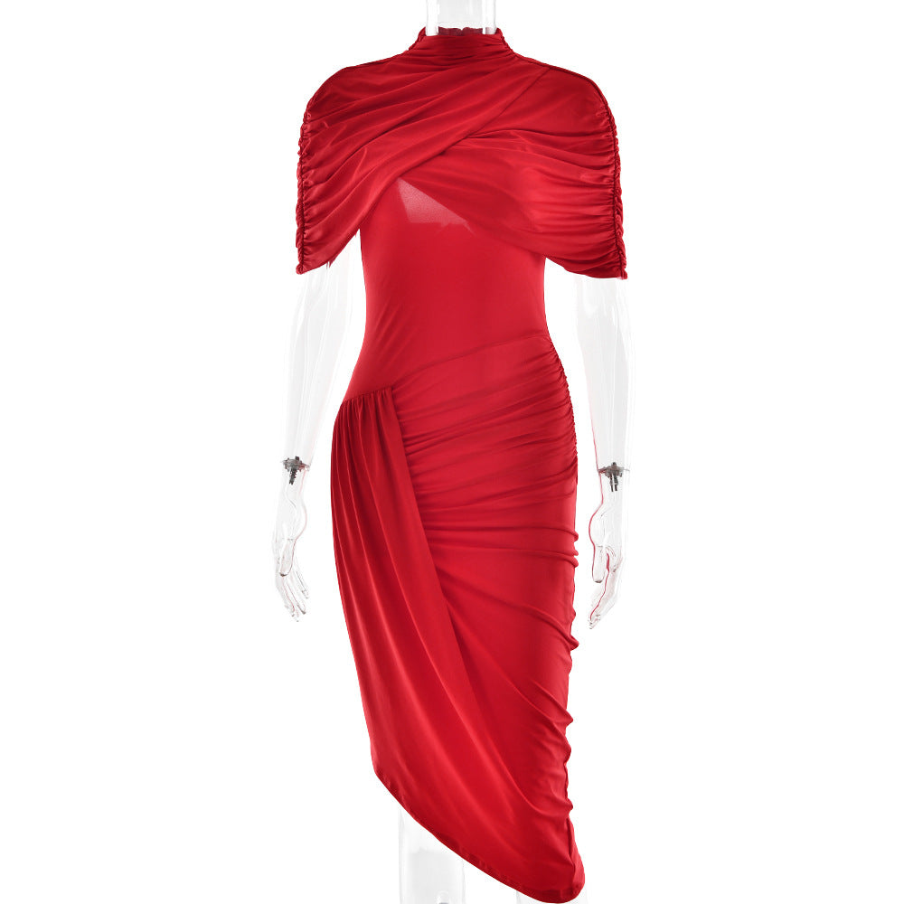 Elegant Slim Pleated Dress Sexy Backless Sheath Women Dress Bella Mia