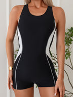 Sports Swimsuit Women's Romper Color Contrast Patchwork Backless Bella Mia