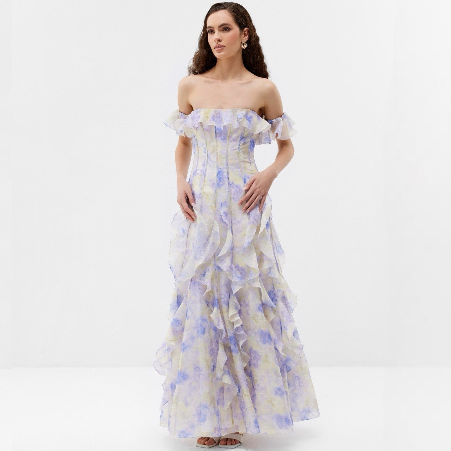 Seaside Vacation Cami Dress Yarn French Ruffled Beach Dress Atmosphere Maxi Dress Elegant Bella Mia