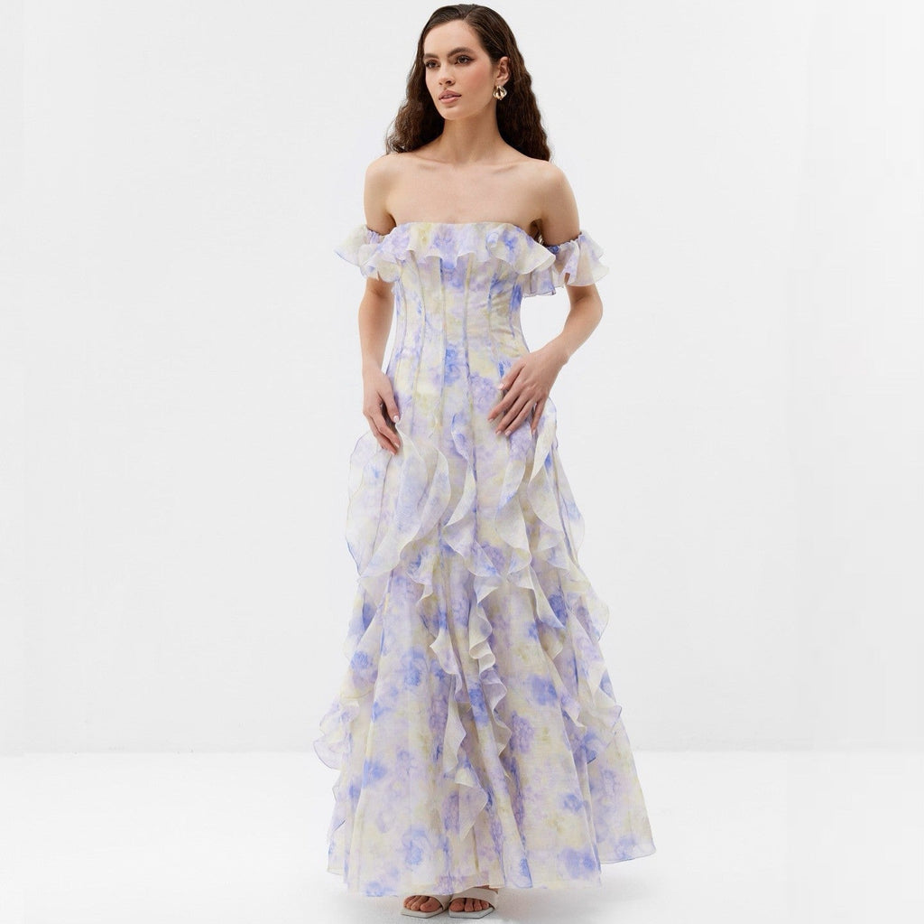 Seaside Vacation Cami Dress Yarn French Ruffled Beach Dress Atmosphere Maxi Dress Elegant Bella Mia