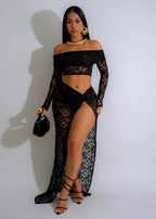 Sexy Tube Top Lace Suit Skirt Autumn Long Sleeve Pleated High Slit Women Skirt Bella Mia